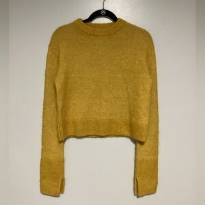 H&M Sweater Women Wool Blend  Size S Cropped Long Sleeves Fall Yellow